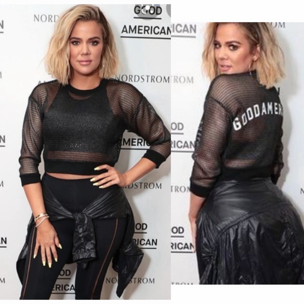 Good American The Warrior Crop Mesh Sweatshirt!